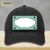 Mint White Quatrefoil Center Scallop Novelty License Plate Hat Unconstructed Cotton / Black