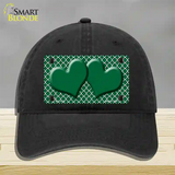 Green White Quatrefoil Green Center Hearts Novelty License Plate Hat Unconstructed Cotton / Black
