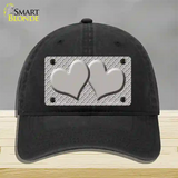 Grey White Quatrefoil Grey Center Hearts Novelty License Plate Hat Unconstructed Cotton / Black