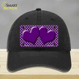 Purple White Quatrefoil Purple Center Hearts Novelty License Plate Hat Unconstructed Cotton / Black