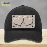 Tan White Quatrefoil Tan Center Hearts Novelty License Plate Hat Unconstructed Cotton / Black