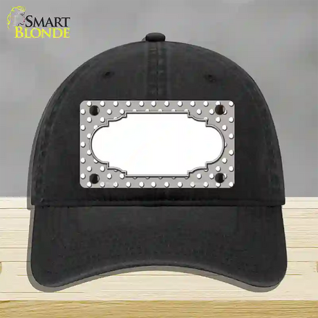 Scallop Grey White Polka Dot Novelty License Plate Hat Unconstructed Cotton / Black