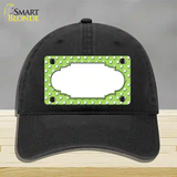 Scallop Lime Green White Polka Dot Novelty License Plate Hat Unconstructed Cotton / Black