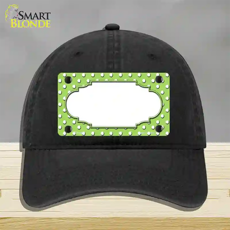 Scallop Lime Green White Polka Dot Novelty License Plate Hat Unconstructed Cotton / Black