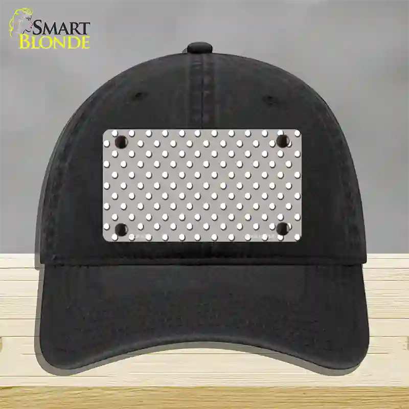 Grey Polka Dot Novelty License Plate Hat Unconstructed Cotton / Black