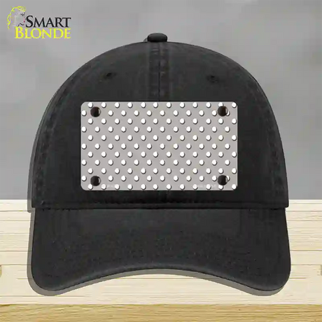 Grey Polka Dot Novelty License Plate Hat Unconstructed Cotton / Black