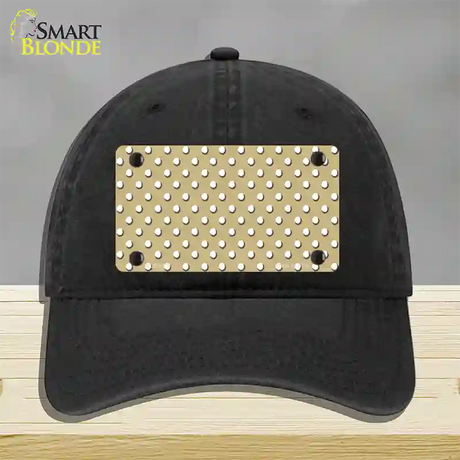 Gold Polka Dot Novelty License Plate Hat Unconstructed Cotton / Black