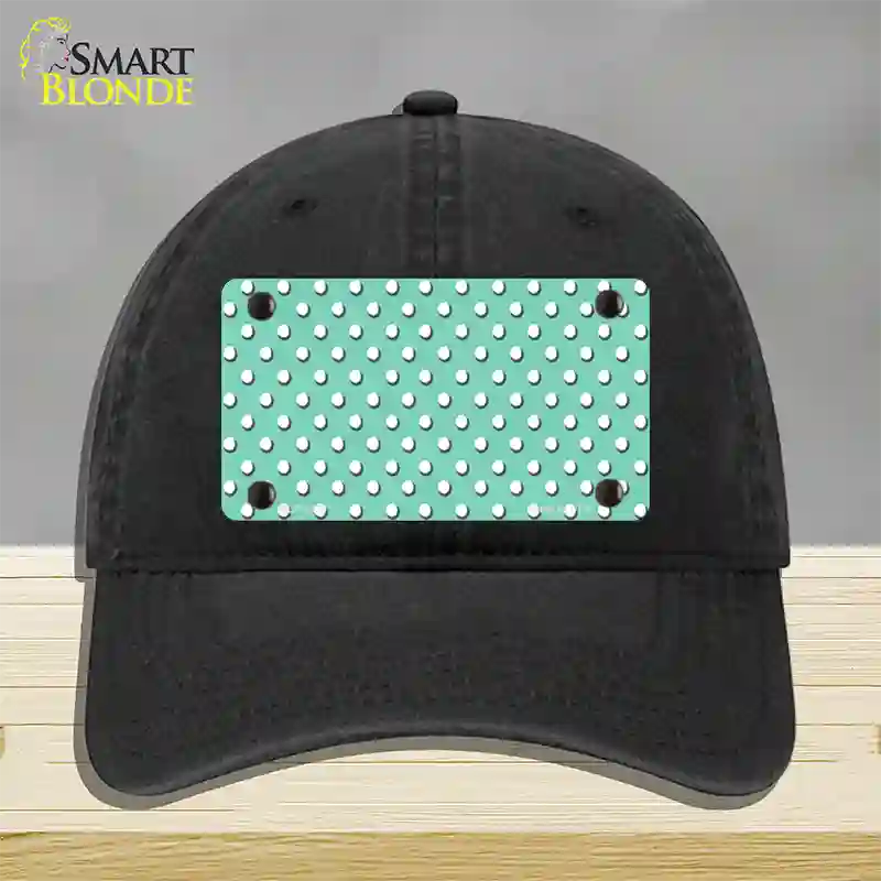 Mint Polka Dot Novelty License Plate Hat Unconstructed Cotton / Black