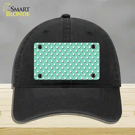 Mint Polka Dot Novelty License Plate Hat Unconstructed Cotton / Black
