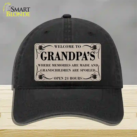 Welcome To Grandpas Novelty License Plate Hat Unconstructed Cotton / Black