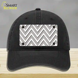 Grey White Large Chevron Novelty License Plate Hat Unconstructed Cotton / Black