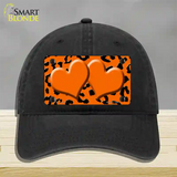Orange Black Cheetah Orange Center Hearts Novelty License Plate Hat Unconstructed Cotton / Black
