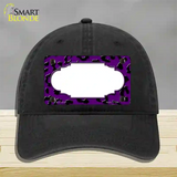 Purple Black Cheetah Scallop Novelty License Plate Hat Unconstructed Cotton / Black