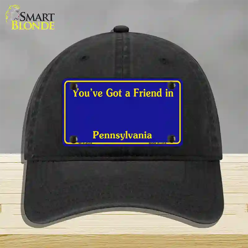 Pennsylvania Blue State Blank Novelty License Plate Hat Unconstructed Cotton / Black