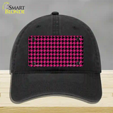 Pink Black Houndstooth Novelty License Plate Hat Unconstructed Cotton / Black