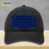 Blue Black Houndstooth Novelty License Plate Hat Unconstructed Cotton / Black