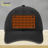Orange Black Houndstooth Novelty License Plate Hat Unconstructed Cotton / Black