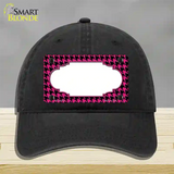 Pink Black Houndstooth Scallop Center Novelty License Plate Hat Unconstructed Cotton / Black