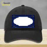 Blue Black Houndstooth Scallop Center Novelty License Plate Hat Unconstructed Cotton / Black
