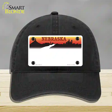 Nebraska Amber State Blank Novelty License Plate Hat Unconstructed Cotton / Black