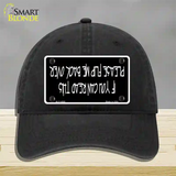 Flip Me Over Metal Novelty License Plate Hat Unconstructed Cotton / Black