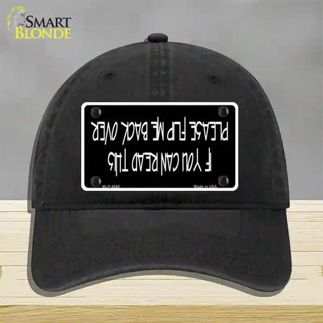 Flip Me Over Metal Novelty License Plate Hat Unconstructed Cotton / Black