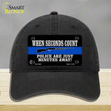 Police Are Just Minutes Away Novelty License Plate Hat Unconstructed Cotton / Black