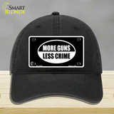 More Guns Less Crime Novelty License Plate Hat Unconstructed Cotton / Black