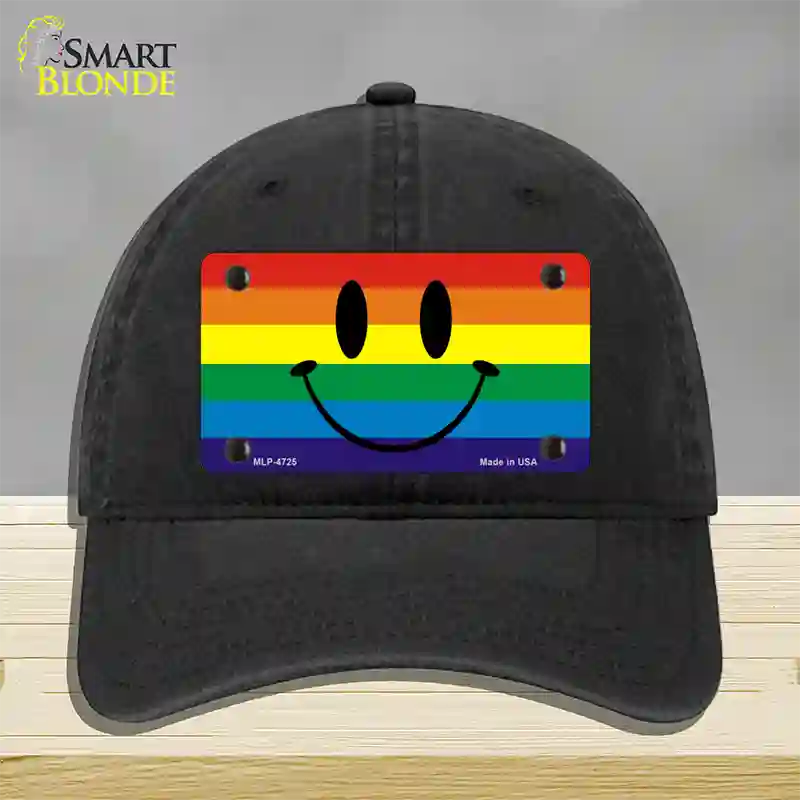Smiley Face Novelty License Plate Hat Unconstructed Cotton Black