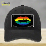 Lips Novelty License Plate Hat Unconstructed Cotton Black