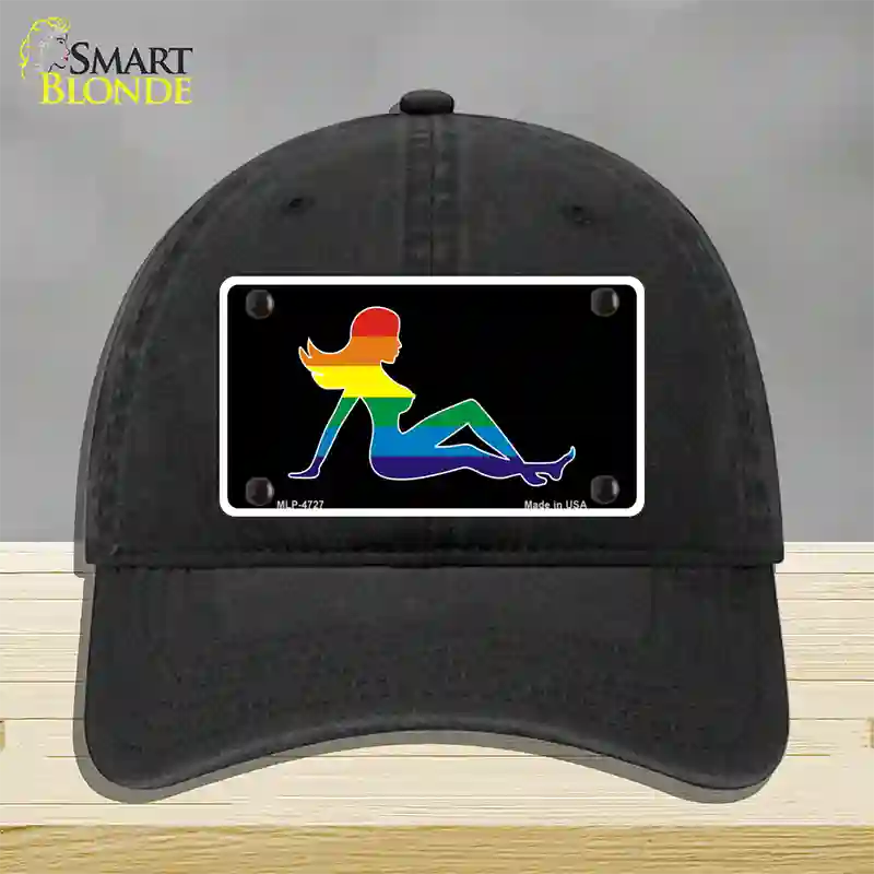 Mud Flap Girl Novelty License Plate Hat Unconstructed Cotton Black