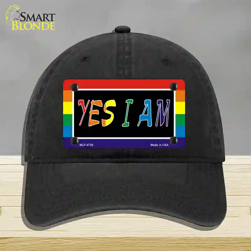 Yes I Am Novelty License Plate Hat Unconstructed Cotton Black