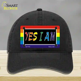 Yes I Am Novelty License Plate Hat Unconstructed Cotton Black