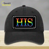 His Rainbow Novelty License Plate Hat Unconstructed Cotton Black
