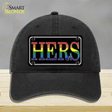 Hers Rainbow Novelty License Plate Hat Unconstructed Cotton Black