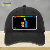 Thumbs Up Novelty License Plate Hat Unconstructed Cotton Black