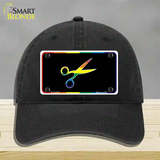 Scissors Novelty License Plate Hat Unconstructed Cotton Black