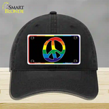 Peace Sign Novelty License Plate Hat Unconstructed Cotton Black