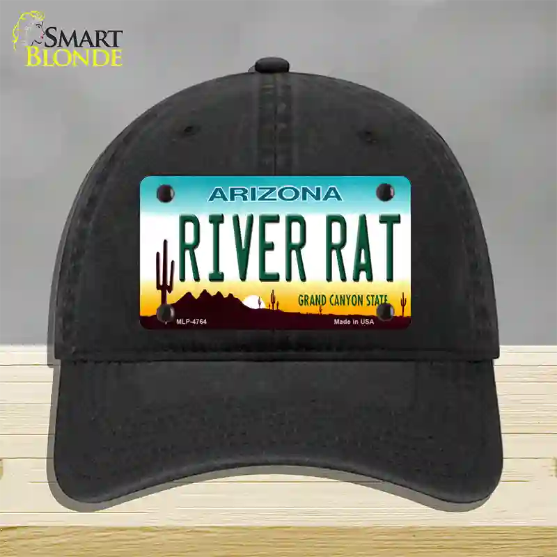 River Rat Arizona Novelty License Plate Hat Unconstructed Cotton / Black