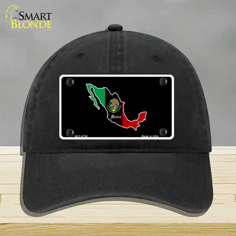Mexico Outline Novelty License Plate Hat Unconstructed Cotton / Black