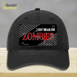 Dont Brake For Zombies Novelty License Plate Hat Unconstructed Cotton / Black