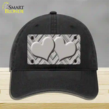 Grey Light Grey Heart Large Chevron Novelty License Plate Hat Unconstructed Cotton / Black