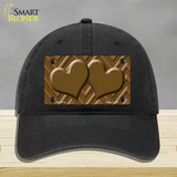 Brown Light Brown Heart Large Chevron Novelty License Plate Hat Unconstructed Cotton / Black