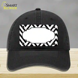 White Black Chevron Scallop Novelty License Plate Hat Unconstructed Cotton / Black