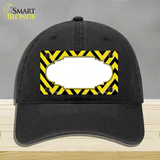Yellow Black Chevron Scallop Novelty License Plate Hat Unconstructed Cotton / Black