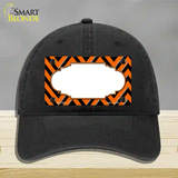 Orange Black Chevron Scallop Novelty License Plate Hat Unconstructed Cotton / Black