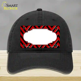 Red Black Chevron Scallop Novelty License Plate Hat Unconstructed Cotton / Black