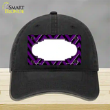 Purple Black Chevron Scallop Novelty License Plate Hat Unconstructed Cotton / Black