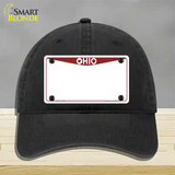 Ohio Maroon Blank Novelty License Plate Hat Unconstructed Cotton / Black