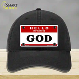 Name Is God Novelty License Plate Hat Unconstructed Cotton / Black